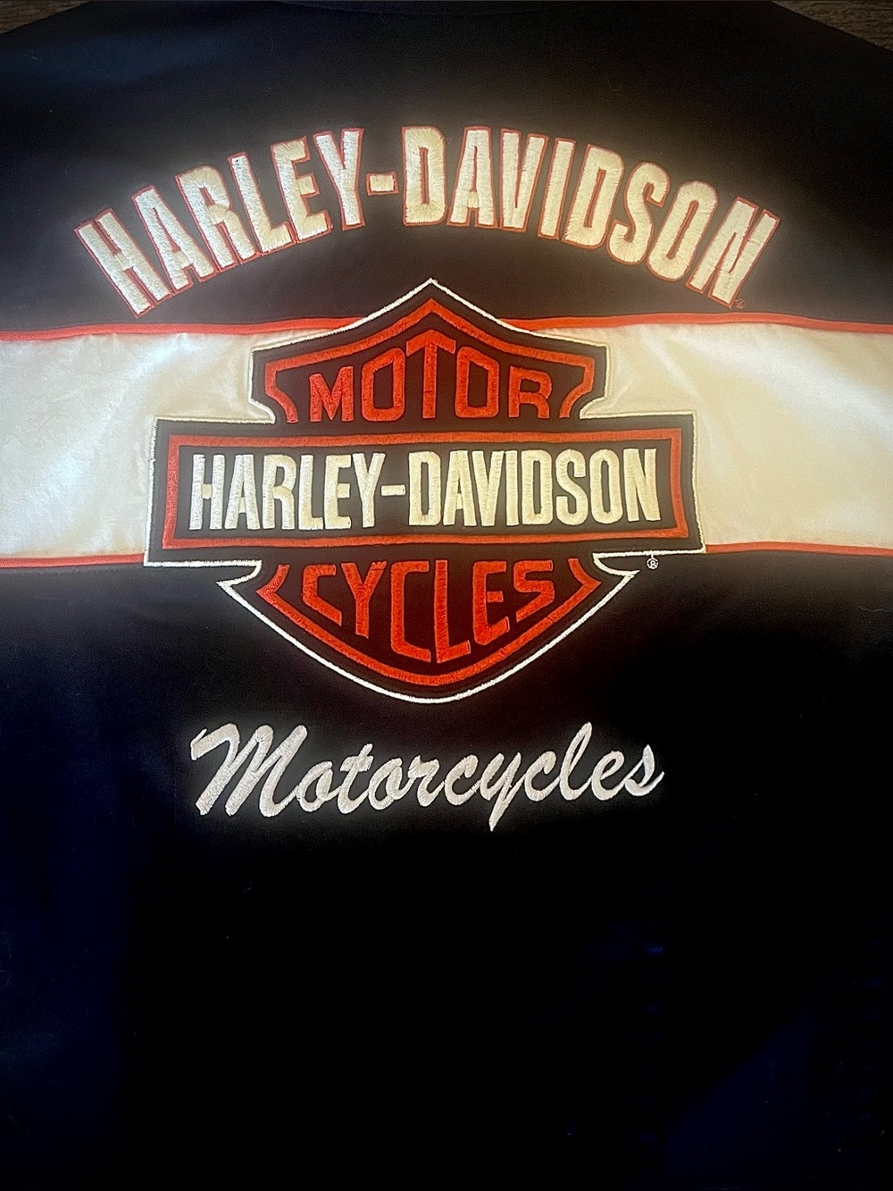 Black & Orange embroidered stretchy Harley Davidson zip front shirt M 2009 - Picture 3 of 9